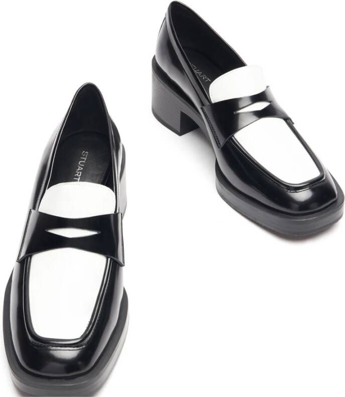 Stuart Weitzman Moderne Loafer met 40-mm Blokhak Black Dames