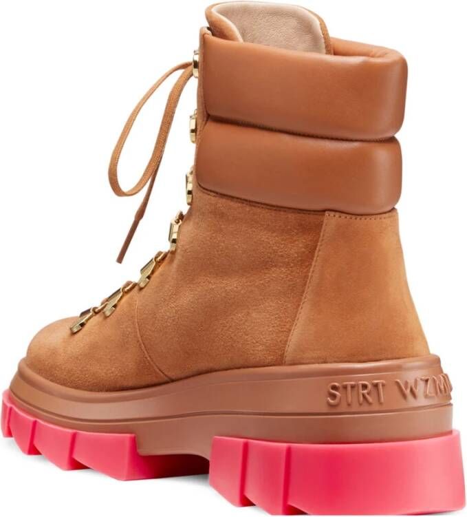 Stuart Weitzman Moderne Wandelschoen met Shearling Kraag Brown Dames