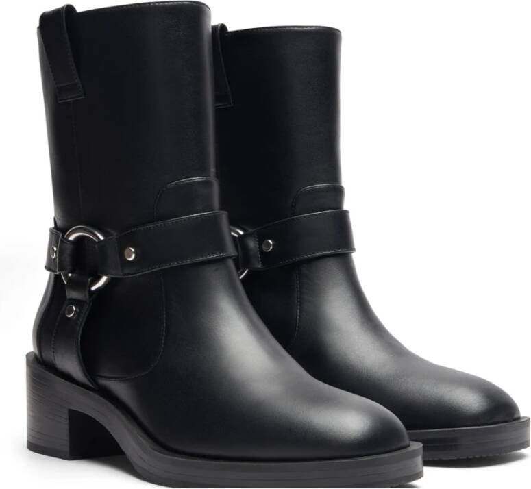 Stuart Weitzman Moto Bootie met Hardware Accents Black Dames