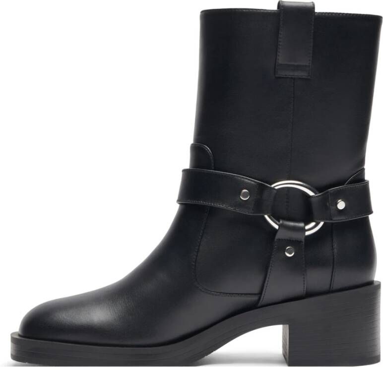 Stuart Weitzman Moto Bootie met Hardware Accents Black Dames