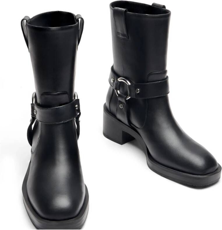 Stuart Weitzman Moto Bootie met Hardware Accents Black Dames