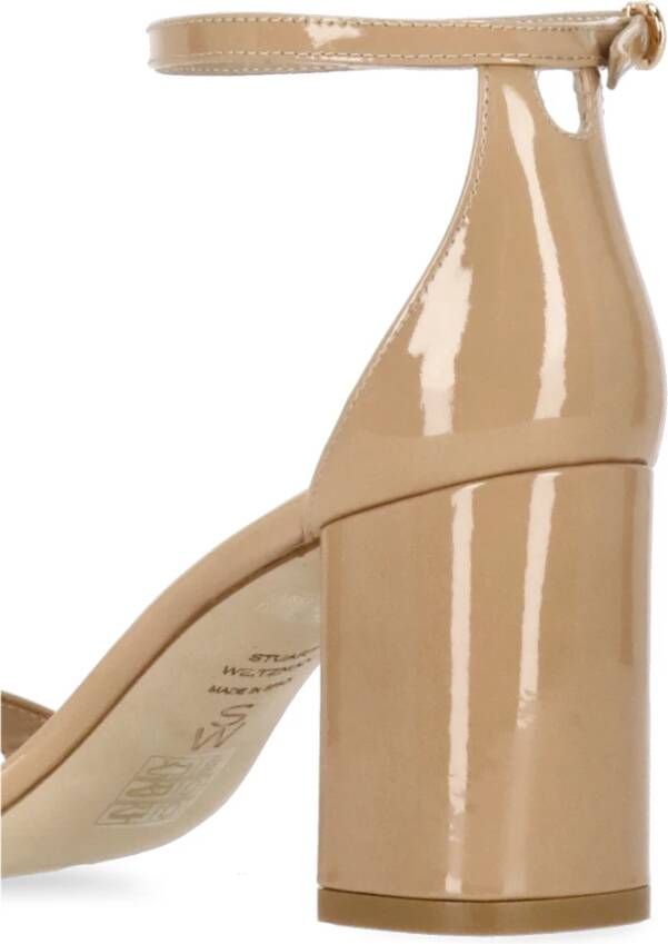 Stuart Weitzman Natuurlijk Leren Enkelband Sandalen Beige Dames