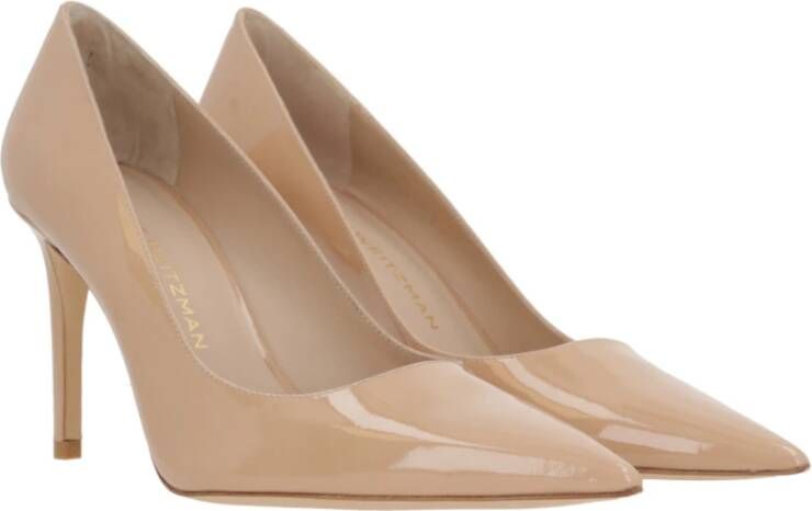 Stuart Weitzman Nude Lakleren Stiletto Hakken Beige Dames