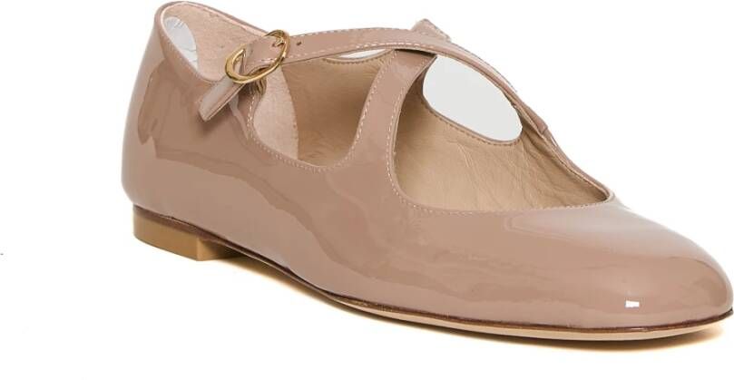 Stuart Weitzman Nude Patent Leather Ballerina's Pink Dames