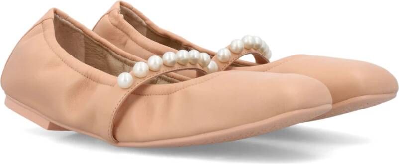 Stuart Weitzman Parel Versierde Ballet Flats Poudre Beige Dames