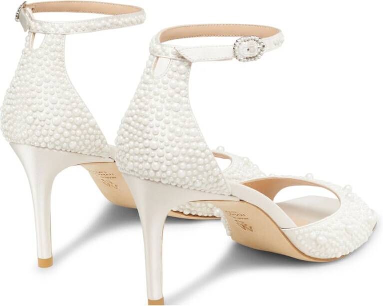 Stuart Weitzman Parelversierde vierkante-teensandaal Beige Dames