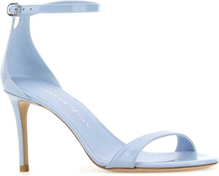 Stuart Weitzman Pastel Blauwe Leren Sandalen Blue Dames