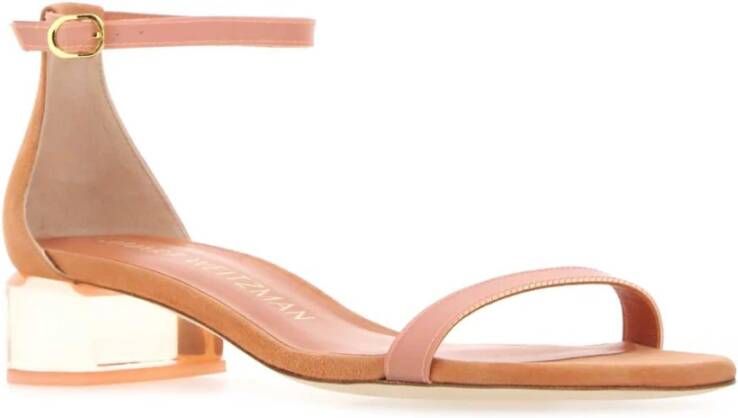 Stuart Weitzman Peach suede lucite nudistcurve sandalen Oranje Dames