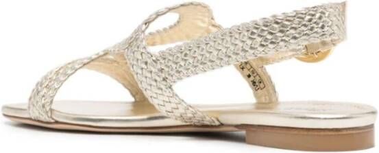 Stuart Weitzman Platte Sandaal in Licht Goud Yellow Dames