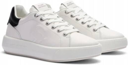 Stuart Weitzman Platte Vetersneaker met SW Logo White Dames