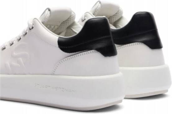 Stuart Weitzman Platte Vetersneaker met SW Logo White Dames