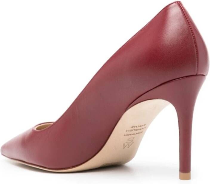 Stuart Weitzman Rode Hak Pumps Glad Leer Puntige Neus Stiletto Red Dames