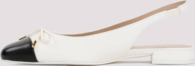 Stuart Weitzman Roomwit Leren Strik Sandalen White Dames