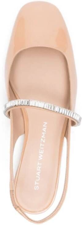 Stuart Weitzman Roze Ballerina Flats Kristaldecoratie Pink Dames