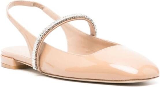 Stuart Weitzman Roze Ballerina Flats Kristaldecoratie Pink Dames