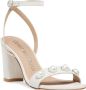 Stuart Weitzman Sandaal met Parelversiering en Blokhak White Dames - Thumbnail 2