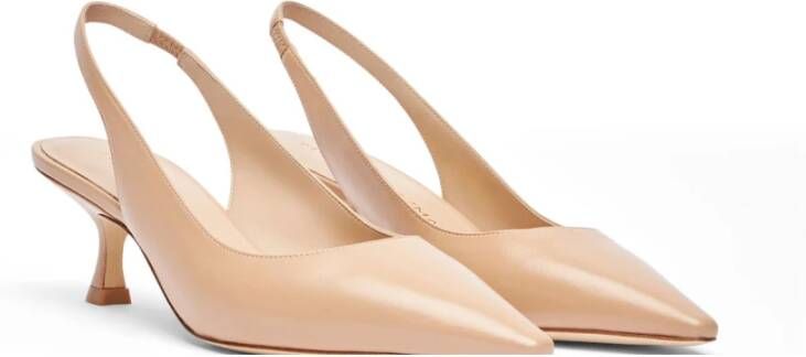 Stuart Weitzman Sculpturale Kitten Heel Slingback Pomp Beige Dames