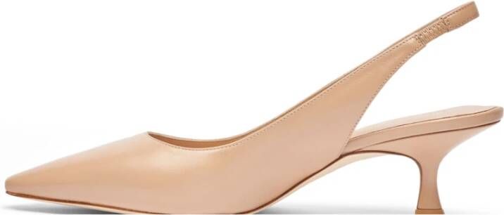 Stuart Weitzman Sculpturale Kitten Heel Slingback Pomp Beige Dames