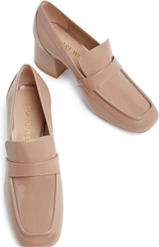 Stuart Weitzman Moderne Loafer met Architectonische Hak Pink Dames