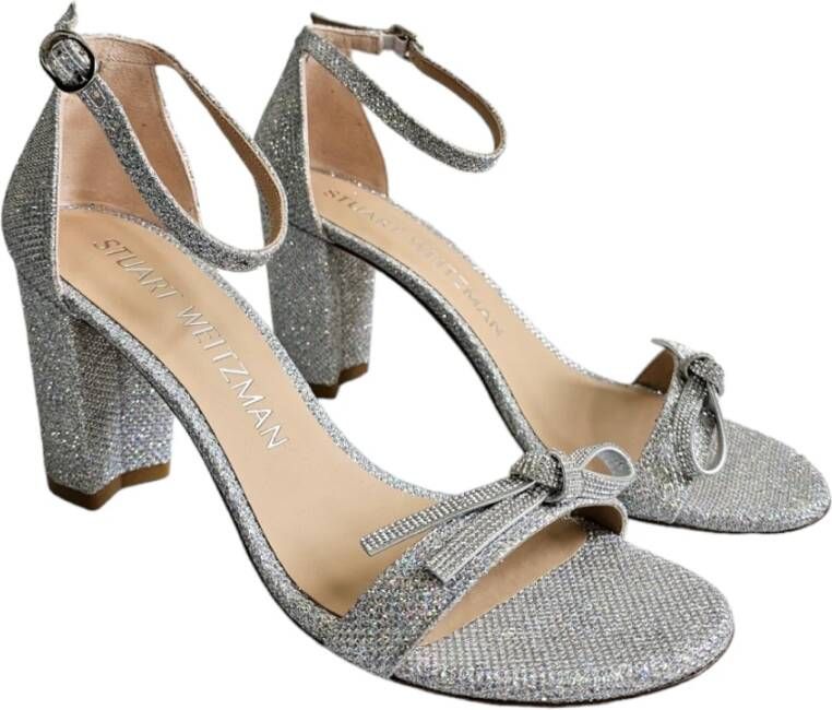 Stuart Weitzman Sprankelende Bow Sandalen Gray Dames