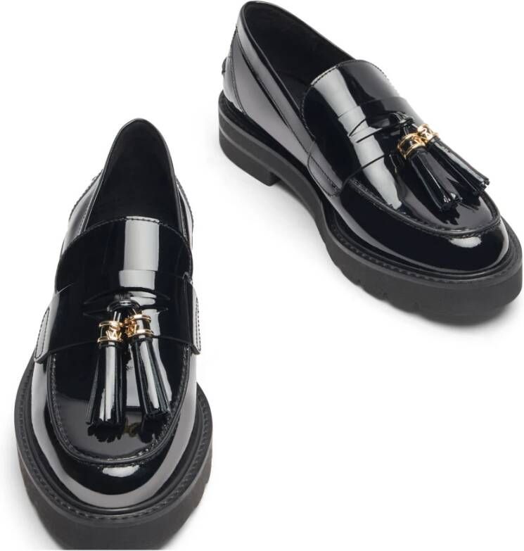 Stuart Weitzman Stoere Tassel Loafer Lug Zool Black Dames