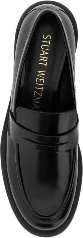 Stuart Weitzman Stoere zwarte leren loafers Black Dames