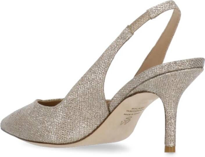 Stuart Weitzman Strass Slingback met Pijl Teen Beige Dames