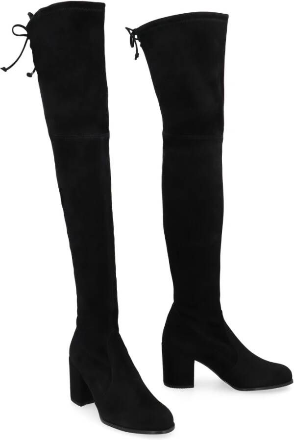 Stuart Weitzman Stretch suède over de knie laarzen Black Dames