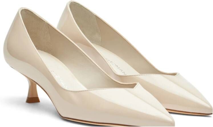 Stuart Weitzman V-Cut Pointed-Toe Pump White Dames