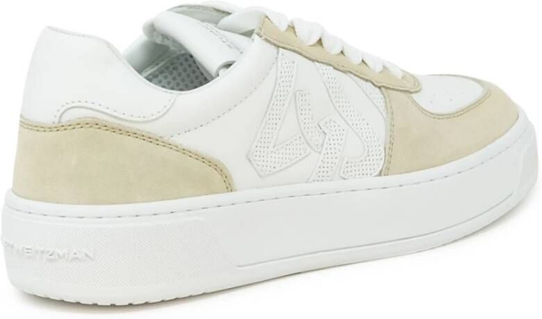 Stuart Weitzman Wit Beige Leren Courtside Monogram Sneaker Multicolor Dames