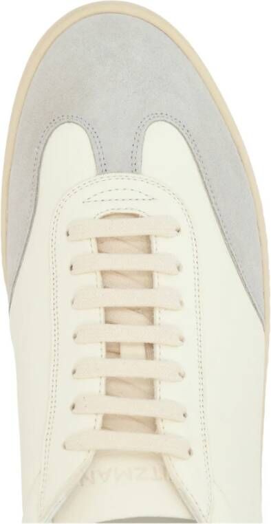 Stuart Weitzman Witte Leren Lage Sneakers White Heren