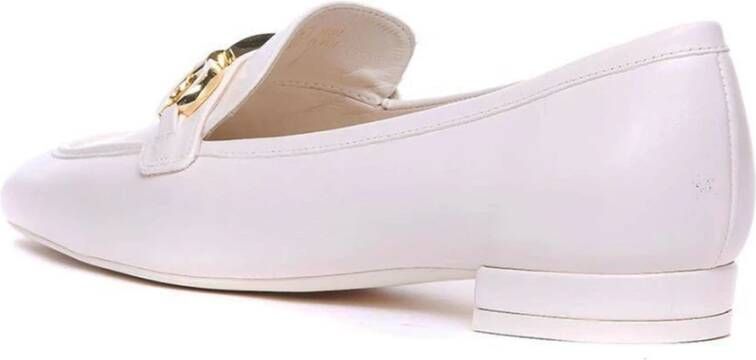 Stuart Weitzman Witte Leren Vierkante Loafers White Dames