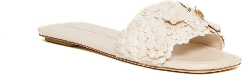 Stuart Weitzman Witte Slide Sandaal met Rozen White Dames