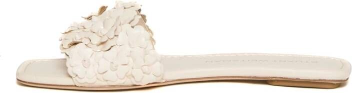 Stuart Weitzman Witte Slide Sandaal met Rozen White Dames