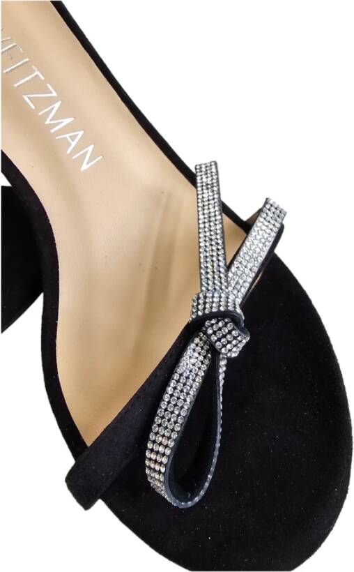 Stuart Weitzman Zwarte Bow Sandalen met Strass Detail Black Dames