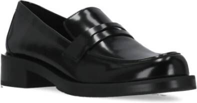 Stuart Weitzman Zwarte Eco Leren Loafers Vierkante Neus Black Dames