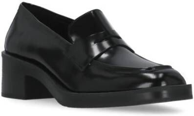 Stuart Weitzman Zwarte Eco Leren Loafers Vierkante Neus Black Dames