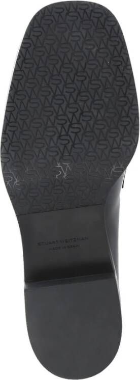 Stuart Weitzman Zwarte Eco Leren Loafers Vierkante Neus Black Dames