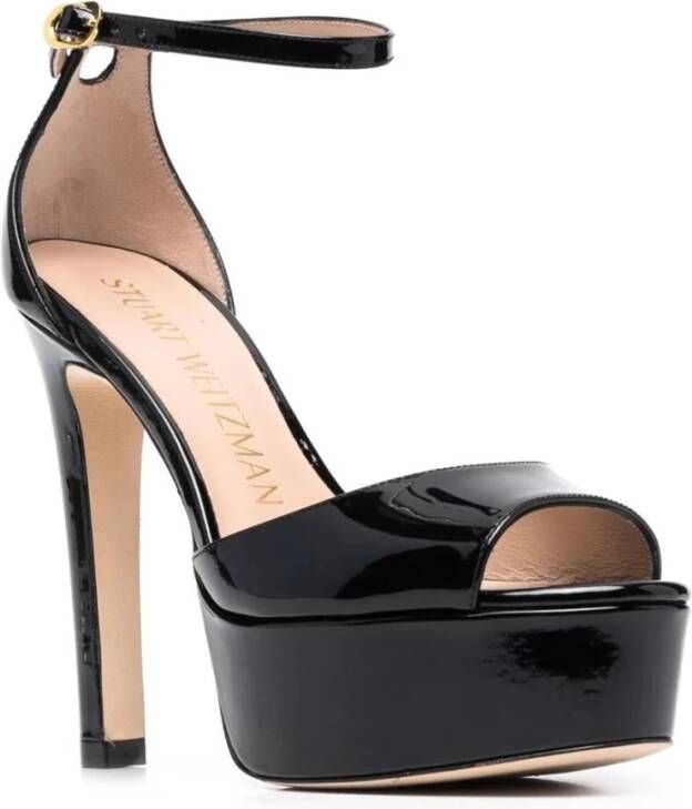 Stuart Weitzman Zwarte elegante platform sandalen Black Dames