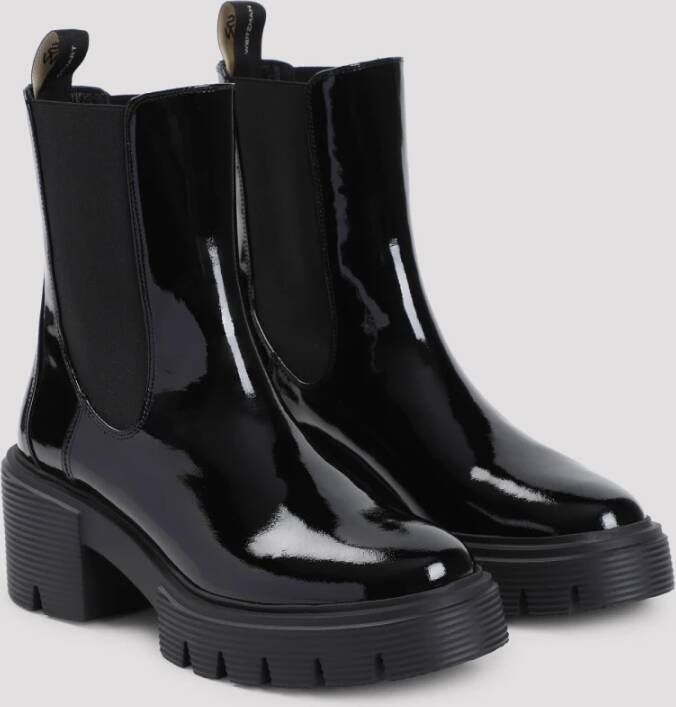 Stuart Weitzman Zwarte enkellaarsjes met 6cm hak Black Dames