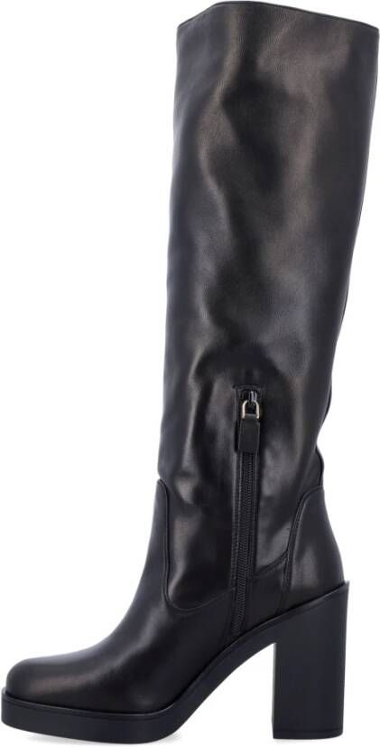 Stuart Weitzman Zwarte Gesloten Leren Kniehoge Laarzen Black Dames