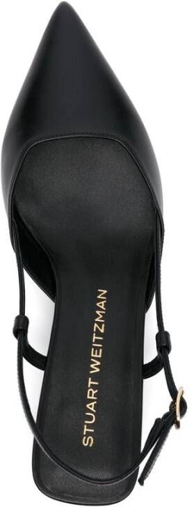 Stuart Weitzman Zwarte Gesp Slingback Puntige Neus Hakken Black Dames