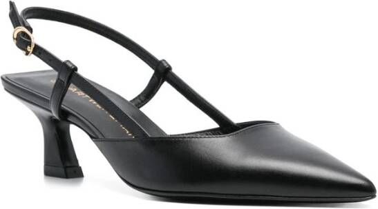 Stuart Weitzman Zwarte Gesp Slingback Puntige Neus Hakken Black Dames