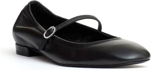 Stuart Weitzman Zwarte leren ballerina met bandje Black Dames