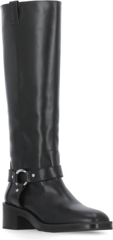 Stuart Weitzman Zwarte Leren Dameslaarzen Ronde Neus Black Dames