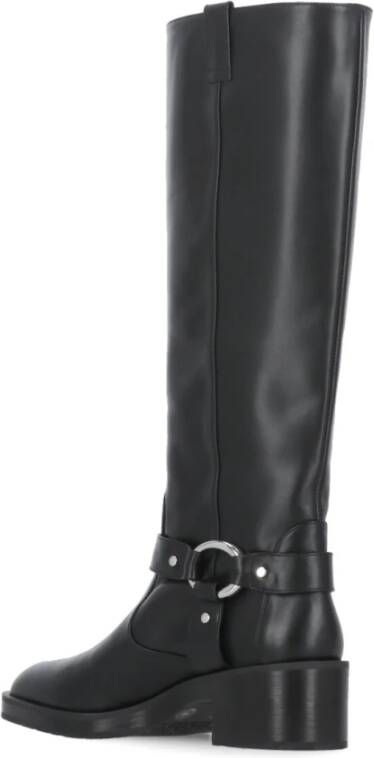 Stuart Weitzman Zwarte Leren Dameslaarzen Ronde Neus Black Dames