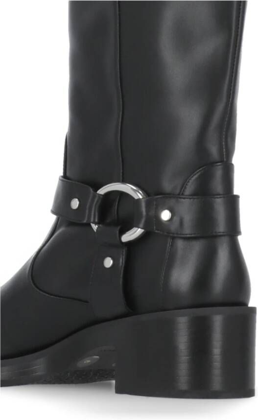 Stuart Weitzman Zwarte Leren Dameslaarzen Ronde Neus Black Dames