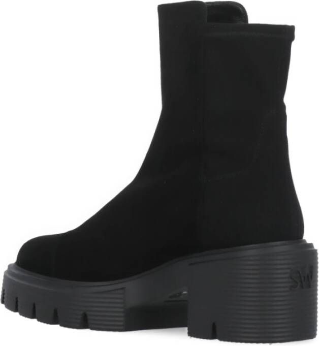 Stuart Weitzman Zwarte Leren Dameslaarzen Ronde Neus Black Dames