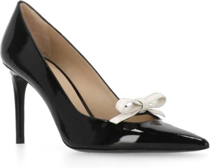 Stuart Weitzman Zwarte leren décolleté met strikdetail Black Dames