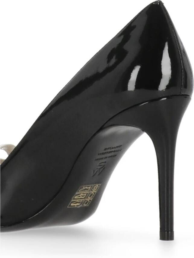 Stuart Weitzman Zwarte leren décolleté met strikdetail Black Dames